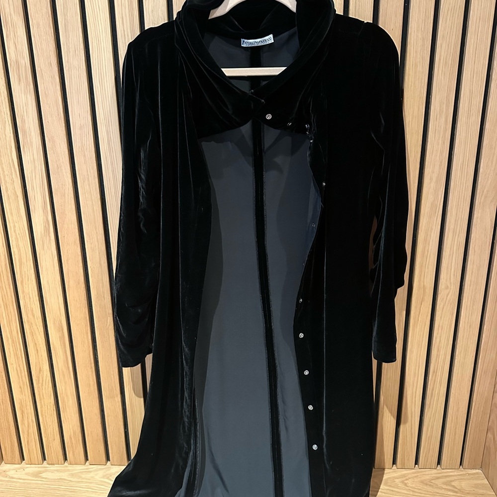 Chico's Black Velvet Long Cardigan